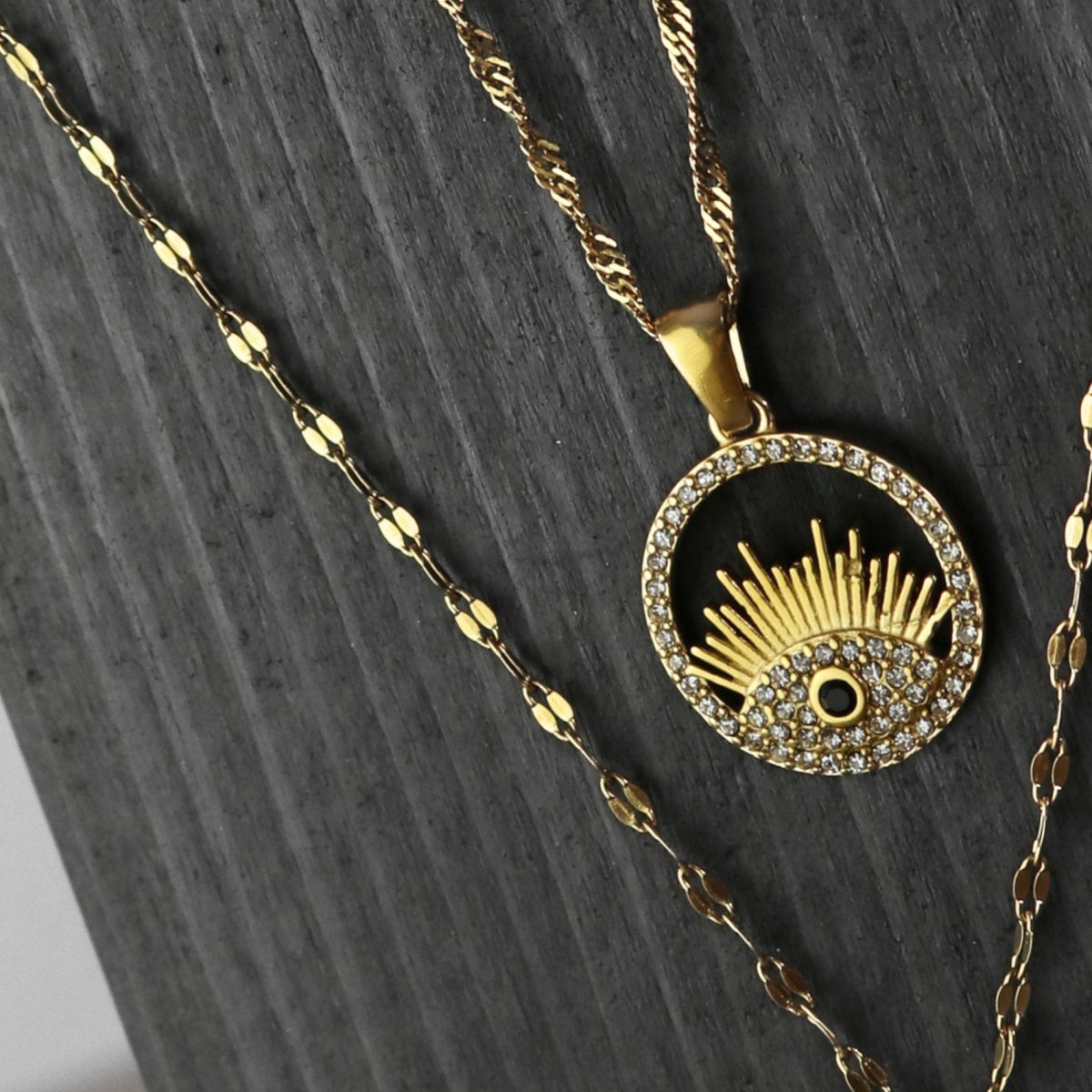 Collana Harmony impermeabile Evil Eye Black CZ Twist in oro 18 carati - Infinity Concept Store