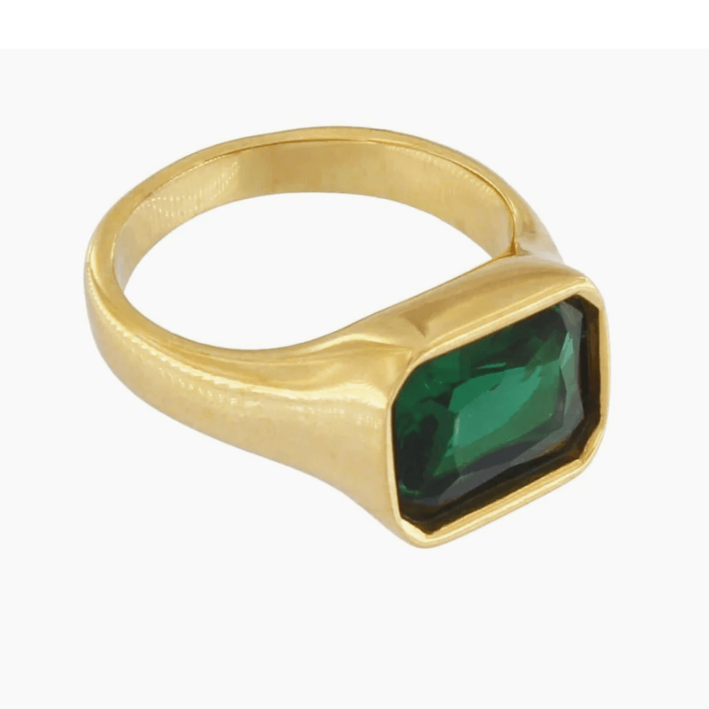 Dansk Copenaghen - Anello con sigillo di cristallo verde - Infinity Concept Store