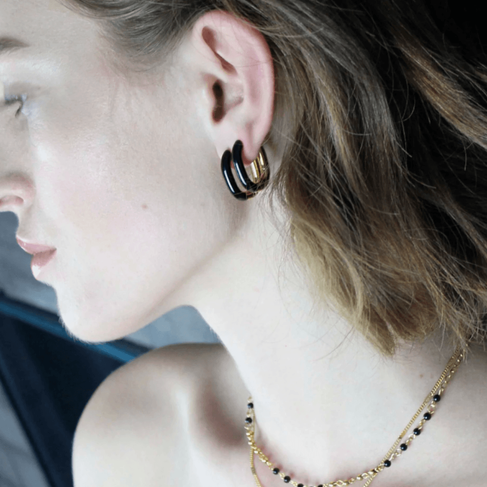 Dansk Copenaghen - Orecchini ovale smaltato nero - Infinity Concept Store