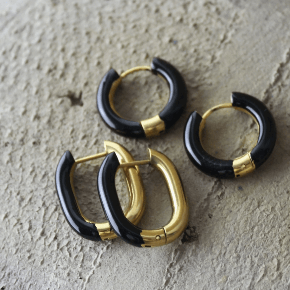 Dansk Copenaghen - Orecchini ovale smaltato nero - Infinity Concept Store