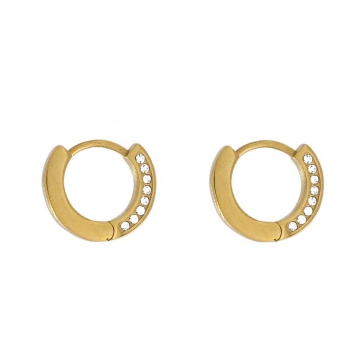 Joy, orecchino a cerchio impermeabile, trasparente, con zirconia cubica, 3 lati, placcato in oro 18 carati - Infinity Concept Store