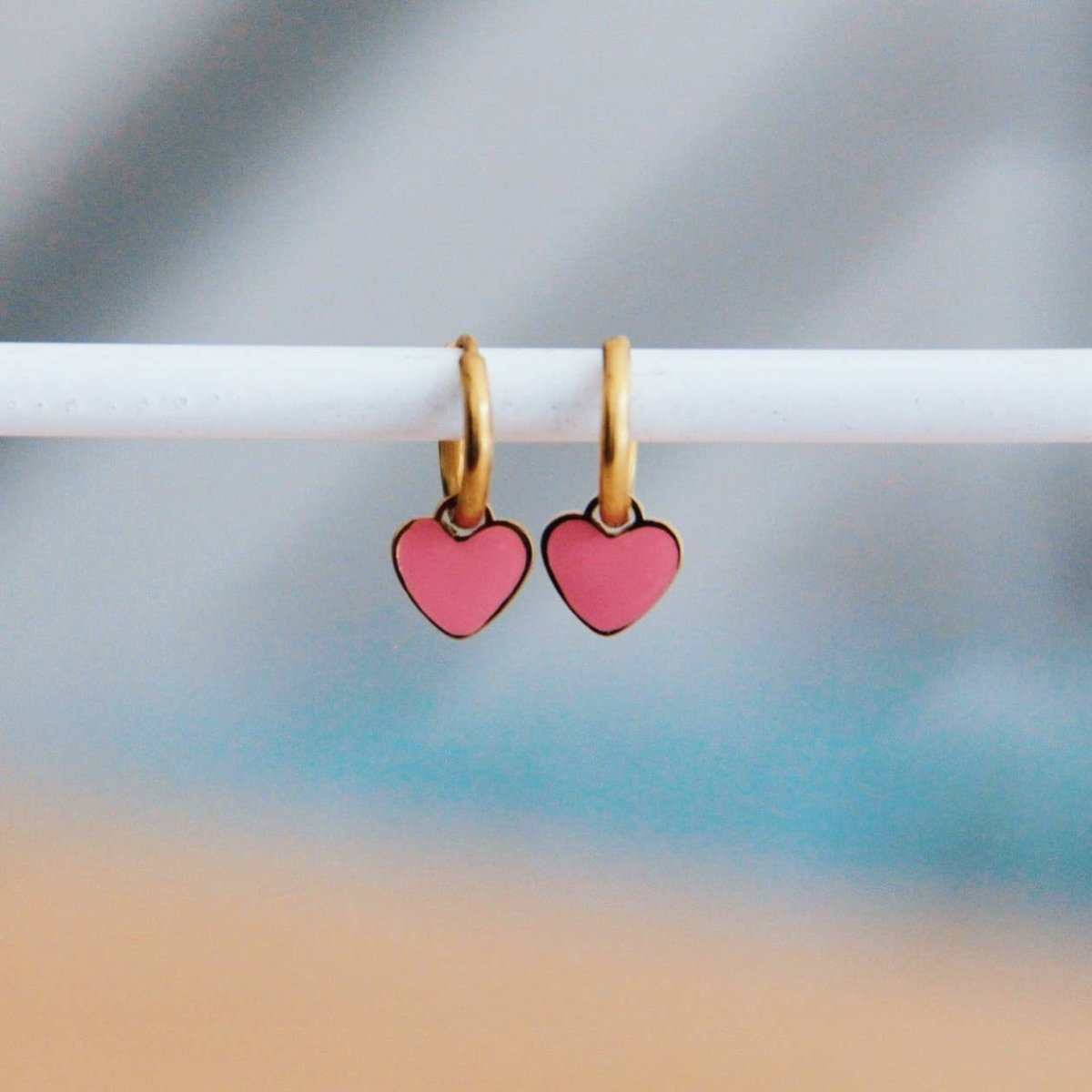 Orecchini in acciaio inossidabile con cuore - rosa/oro - Infinity Concept Store