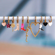 Orecchini in acciaio inossidabile con etichetta a cuore - nero/oro - Infinity Concept Store