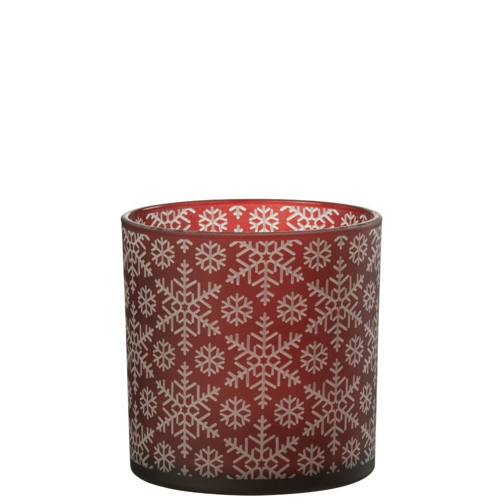 PORTA CANDELE ROSSO CON NEVE - Infinity Concept Store