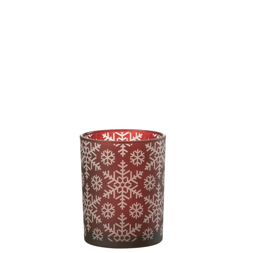 PORTA CANDELE ROSSO CON NEVE - Infinity Concept Store