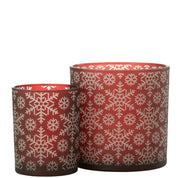 PORTA CANDELE ROSSO CON NEVE - Infinity Concept Store
