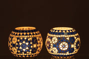 PORTA T-LIGHT EKI BLU E BIANCO Assortimento di 2 - Infinity Concept Store