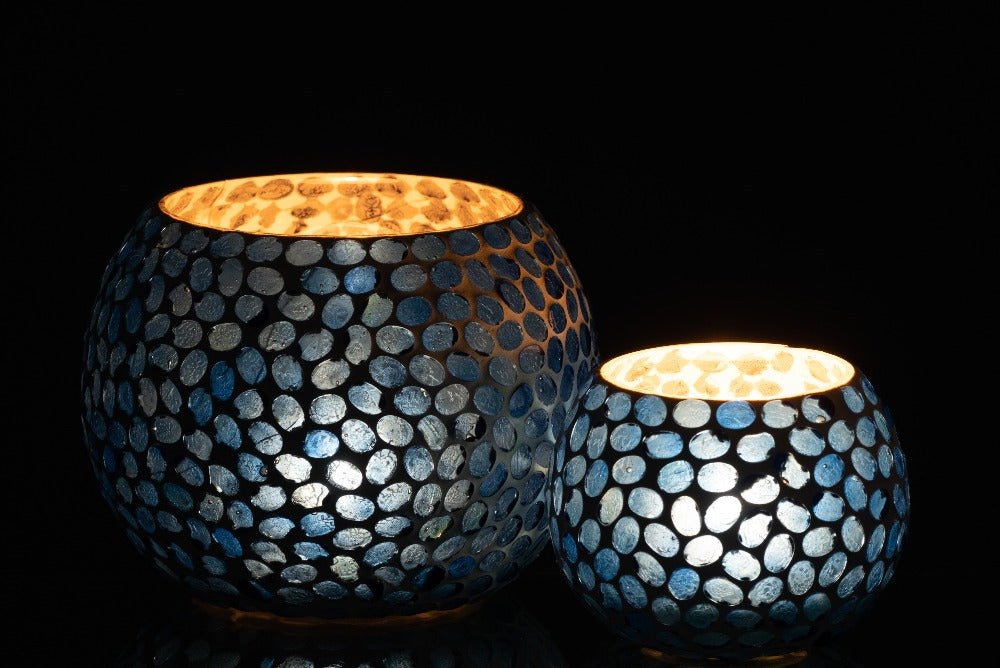 PORTA T-LIGHT PALLA VETRO TURCHESE - Infinity Concept Store